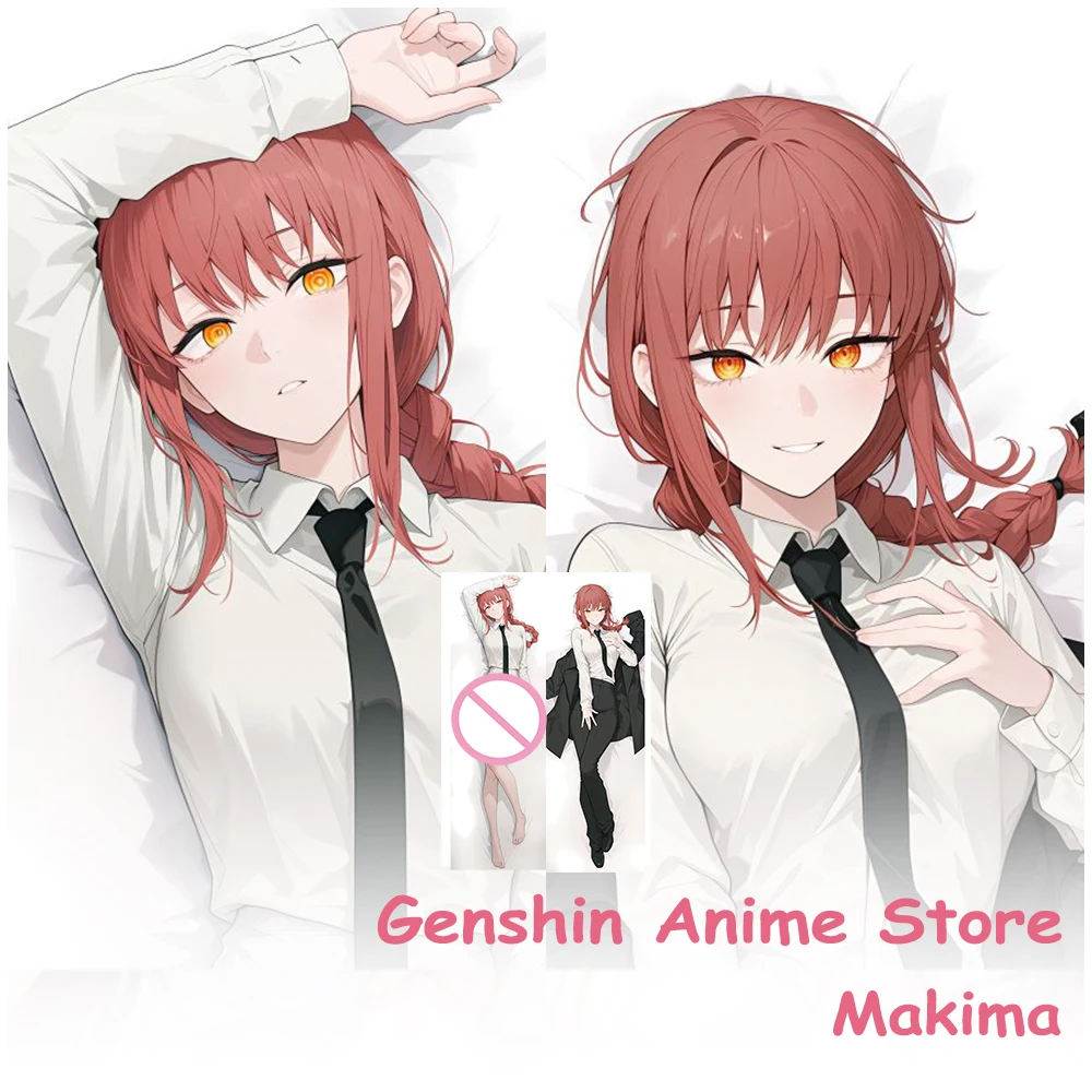Anime Makima Long Dakimakura Pillow Case Cartoon Double-Sided Printed Hugging Body Pillow Cover Cosplay Prop