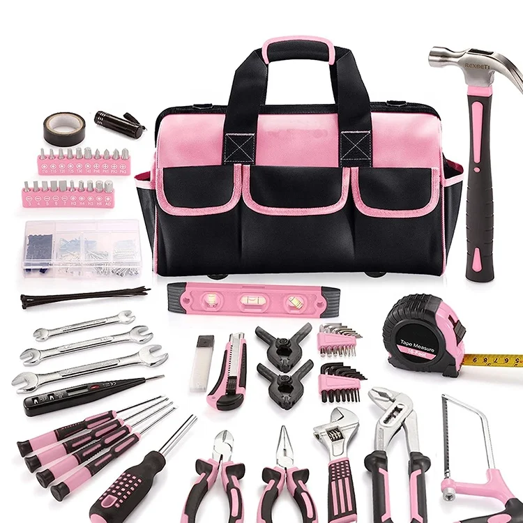 

Home Hardware 219-Piece Premium Hand Tool Kit DIY 16-Inch Bag Screwdrivers Shovel Cutter Tape Measure Home Workshop Use