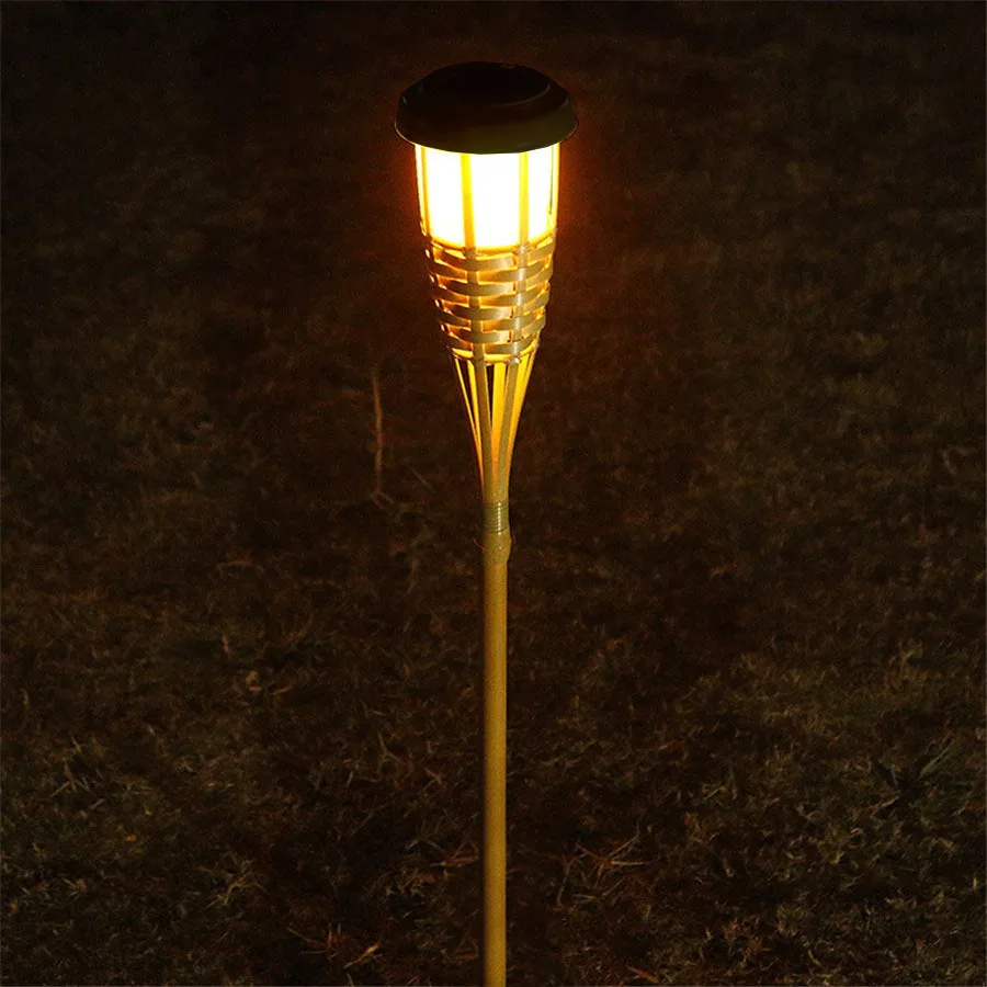 Solar Powered Personalized Bamboo Torch Light Lawn Garden Villa Outdoor Waterproof Luminous Courtyard Plug In Flame Light