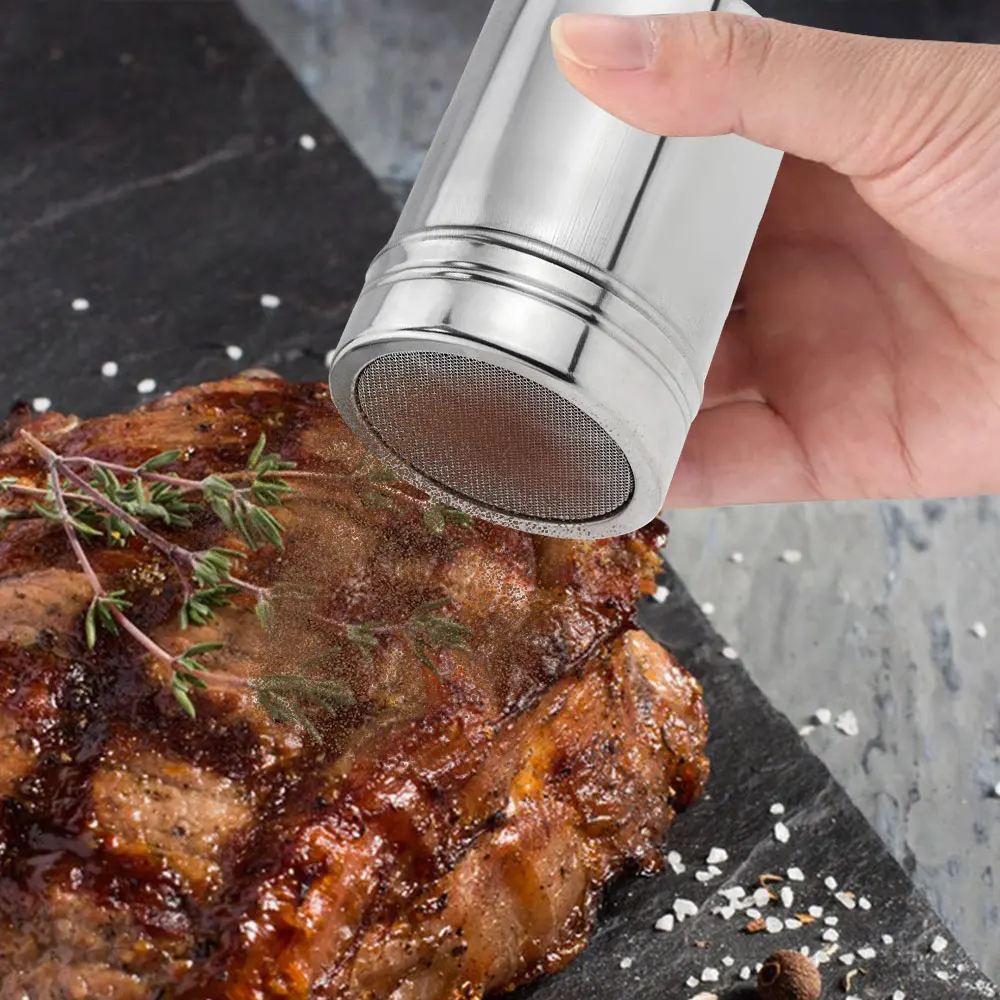 

Stainless Steel Coffee Shaker Cocoa Chocolate Flour Powdered Sugar Sieve Filters Foam Spray Kitchen Cake BBQ Tools With Lid