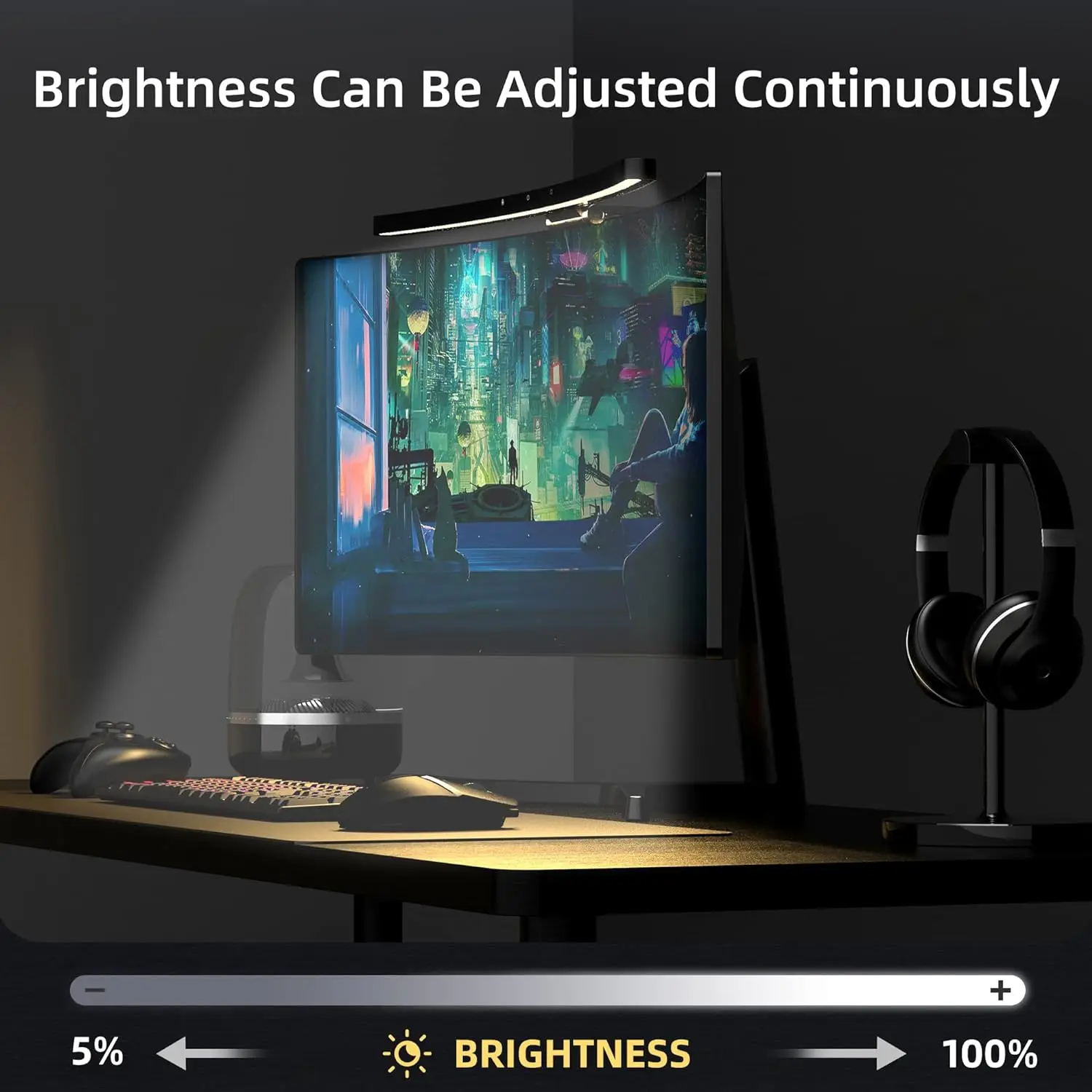 曲面モニターライトバー 3色調光 すべての画面に適用可能 画面の眩しさなし 目に優しい デスク/オフィス/家庭/ゲーム用