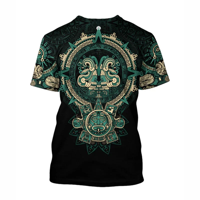 Summer 3D Printed Mexican Aztec T-shirt For Men Casual Street Personality Short Sleeves Retro O-neck Loose Tees Top T Shirts