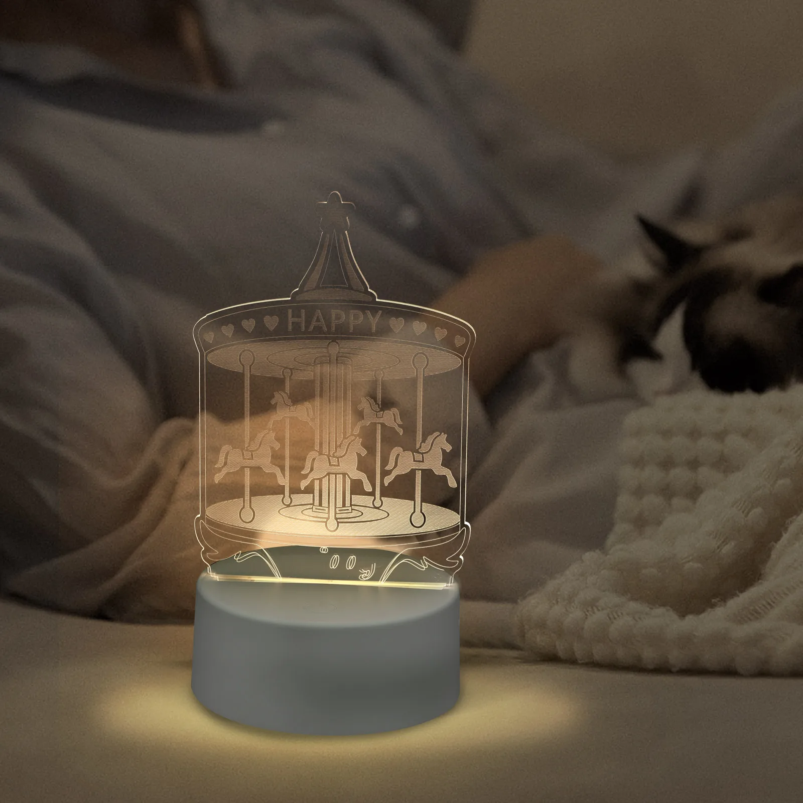 

3d Night Light Bedside LED Xmas Decor Table Unique Novel Delicate Christmas Lamp