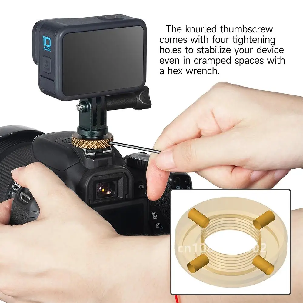 Hot Shoe Mount Adapter Aluminum Alloy CNC Tripod Screw for Action Camera GoPro Max Hero 10 9 Go Pro 8, 7, 6, 5, 4, Osmo Action