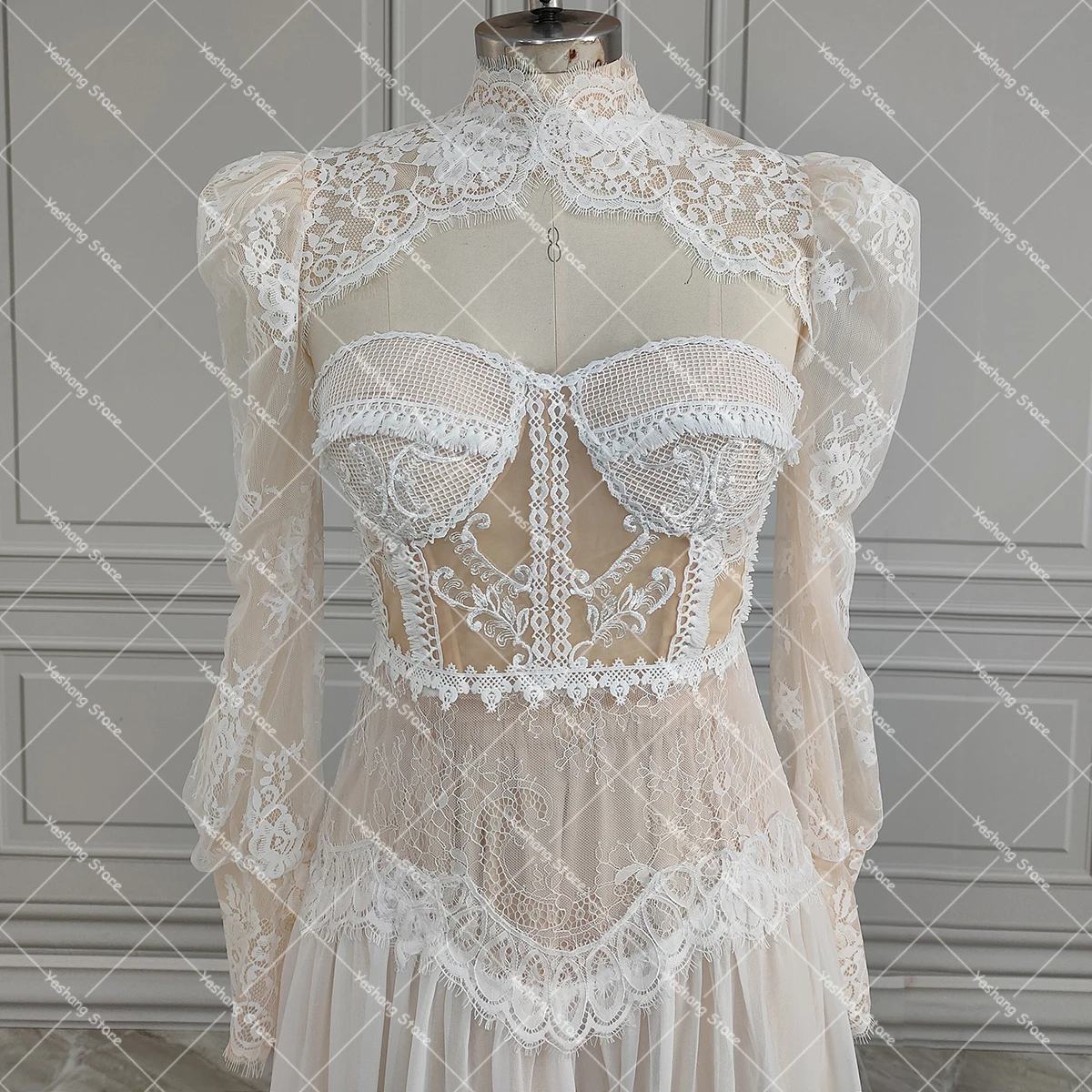 Robe de Mariée en Dentelle, Deux Pièces, Book ine Longueur, Découpe Boho, Poignées Amovibles, BEmbed o Manches sulf, en Mousseline de Soie, Personnalisée, Hip Hélicoptère, Patients, Quelle que soit