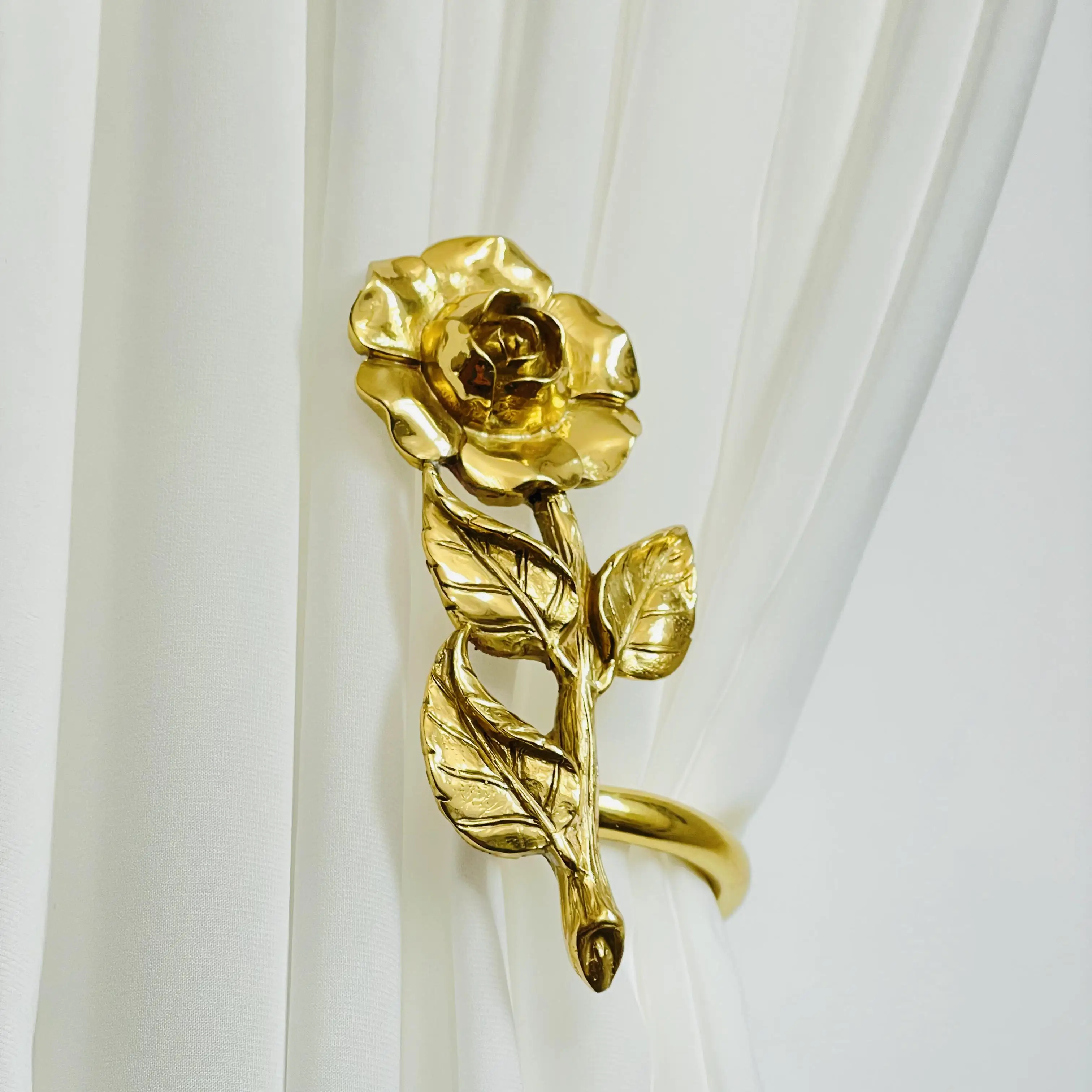 Cortina decorativa para ventana en forma de U de latón europeo de alta calidad, soportes laterales para cortina