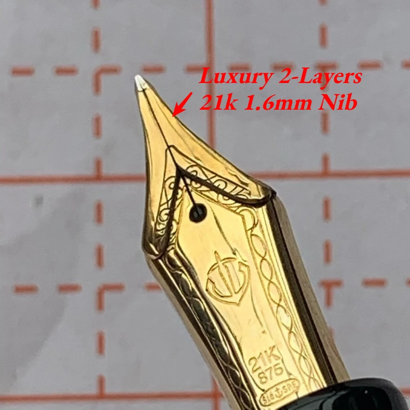 21k Gold Nib Sillor Fountain Pen Multi-Layer Nib, 2-Layers Optional Ink Pens Black Resin luxury stationery Limited Edition