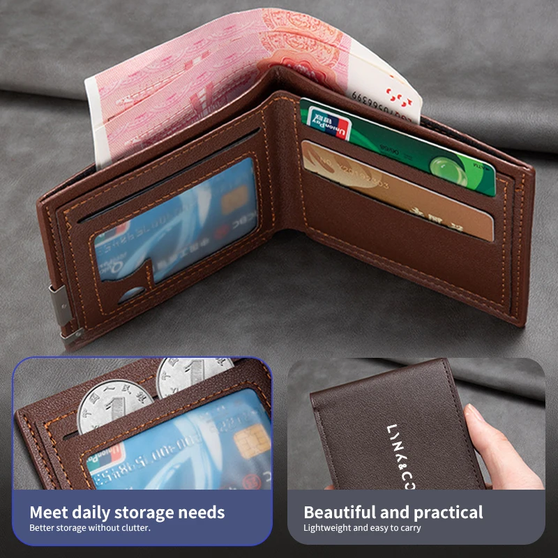 New Fashion Business Wallet Leather Car Logo Card Holder Men Coin Purse For LYNK&CO 06 03 05 08 09 01 Hatchback BX11 EX11 ZERO