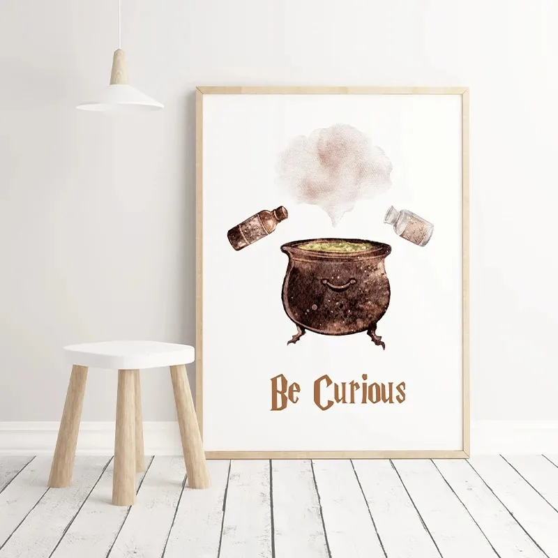 Magic Books Wizard Owl Potion Posters and Prints Canvas Printing Wall Cartoon Art Picture for Nursery Baby Kids Room Home Decor