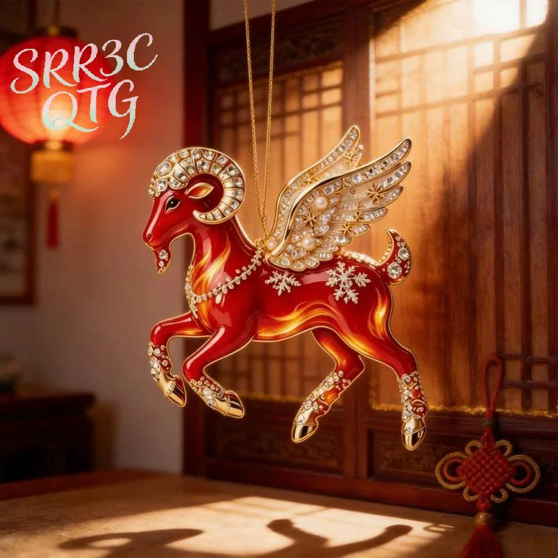 Hot 2D Acrylic Goat Hanging Ornament With Cute Animal Sheep Hanging Ornaments For Lunar Year Home Decoration Festive Displays