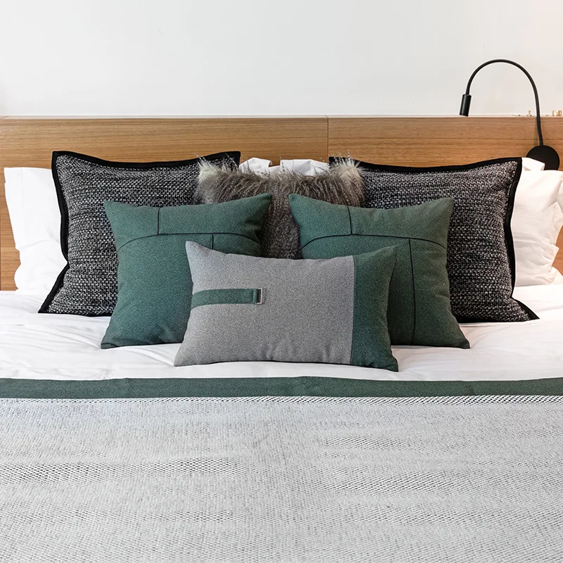 

Light luxury Cushion Cover Grey Green Lamb Wool Pillow Case Decorative For Sofa Bed Living Room Home 30x50 45x45 50x50cm