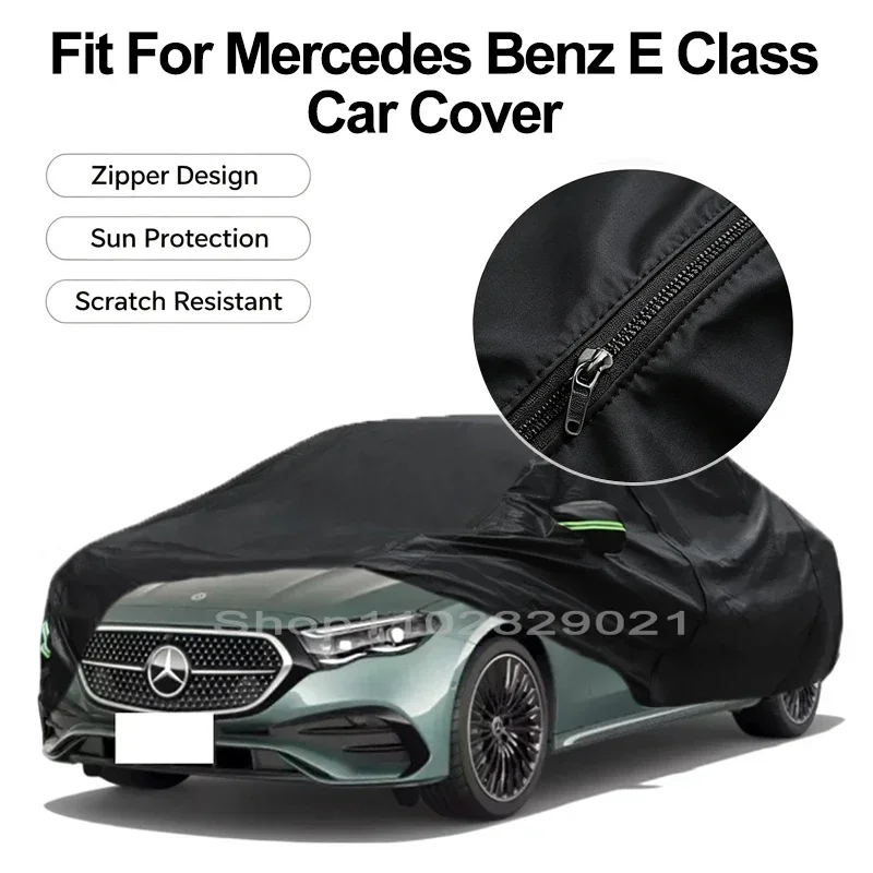 Zipper Door Waterproof Car Cover For Benz E Class (W211 W212 W213) Windproof Dustproof UV Protection All Weather Auto Protector