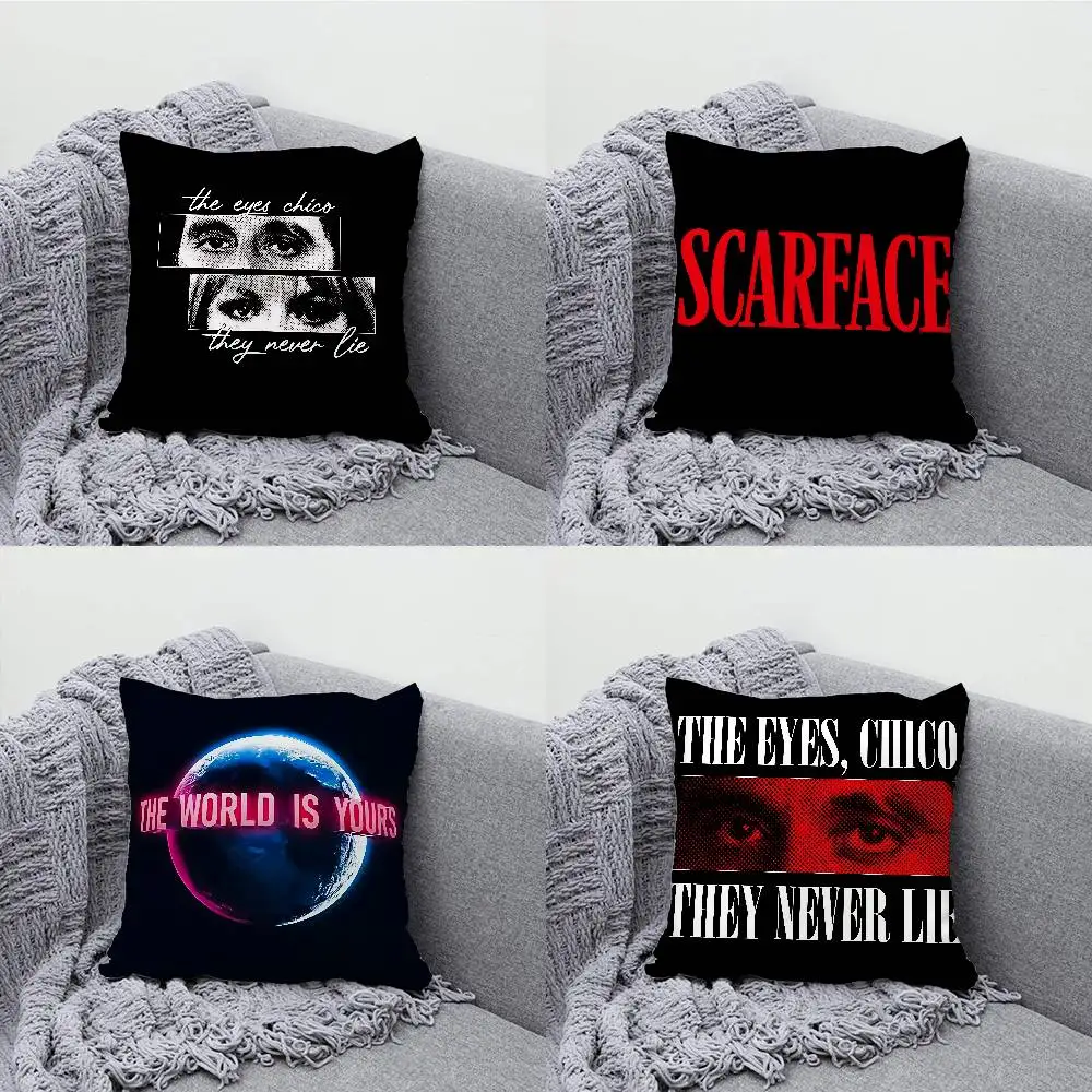 S-Scarface Tony Montana Throw Pillow Case For 45x45cm 55x55cm 30x30cm Square Car Pillowcase Home Bedchamber Decor Gift