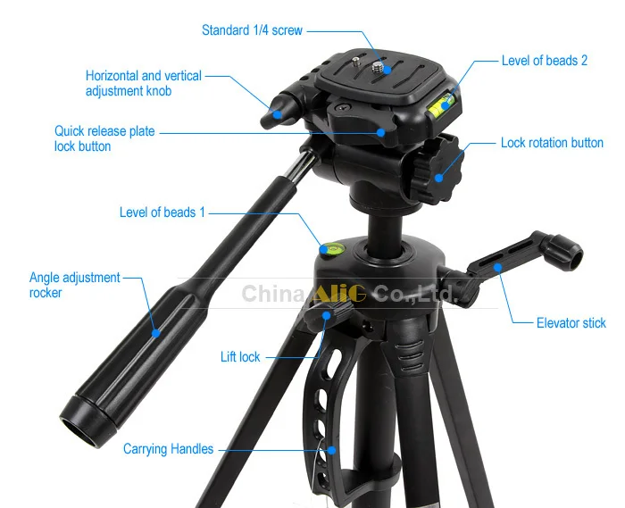 Professionelles Reisezimmerstativ für Canon Nikon Sony Fujifilm DSLR-Kamera