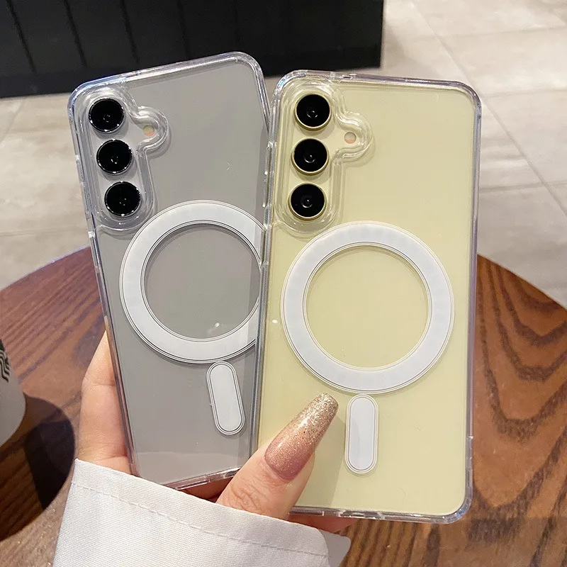 S26 S25 Ultra Case Acrylic Transparent Phone Case For Samsung Galaxy S26 S25 S24 Ultra Plus Magnetic Shockproof Clear Slim Cover