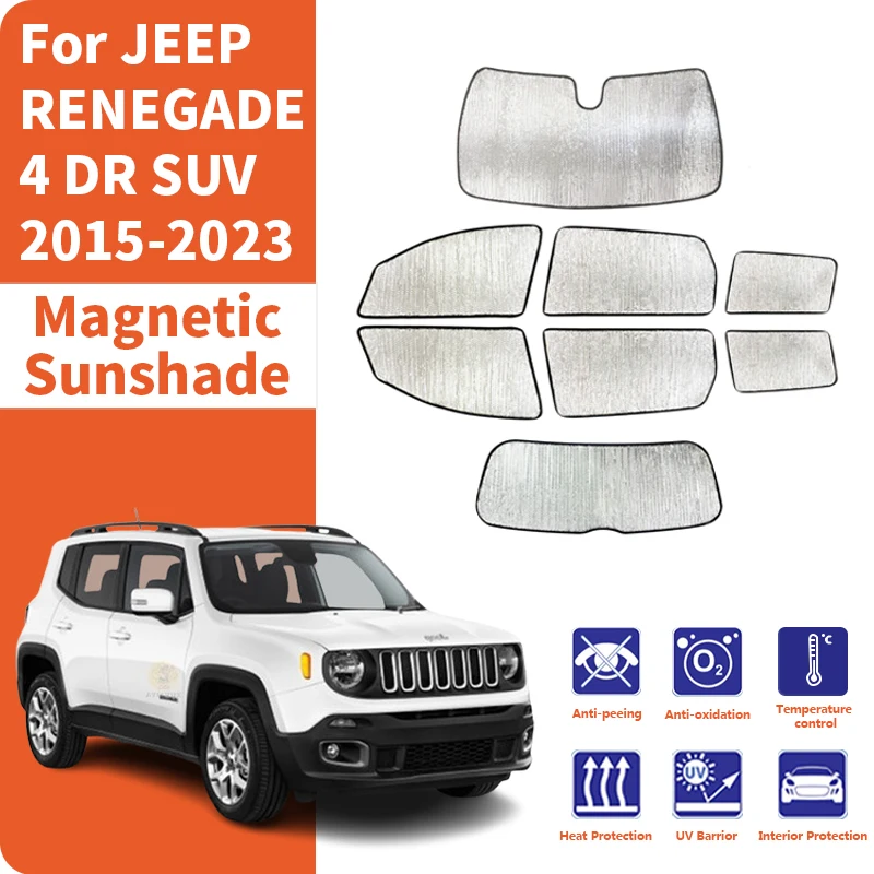 Custom Car Window Sunshade Anti-UV Car Sun Window Visors Sunshade Covers Accessories For JEEP RENEGADE 4 DR SUV 2015-2023