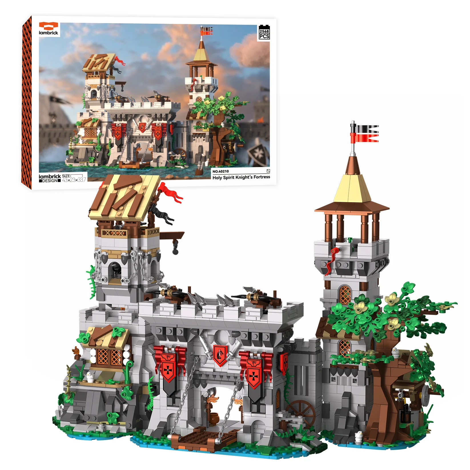 

2568 шт., крепость рыцаря Святого Духа, строительные блоки MOC, средневековый замок, модель сращивания, кирпичная головоломка, игрушки, подарок для детей
