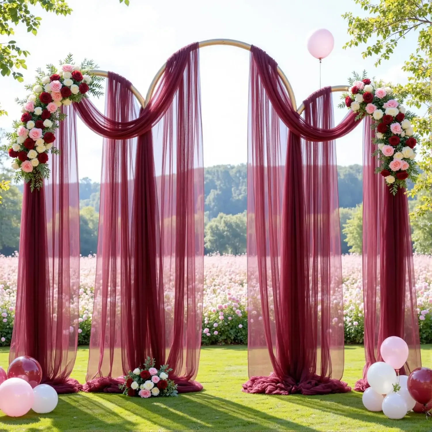3-10M Hochzeitsbogen-Drapierung Stoffhintergrund für Hochzeitsempfang Tüll-Hintergrund Geburtstagsfeier Duschdekoration Deckendekoration – Detail 3