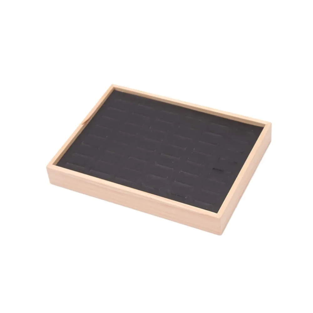 

Simple 48 Grids Wood Rings Tray Velvet Ear Studs Case Earrings Display Tray Exquisite Jewlery Organizer Ring Earring Holder Home