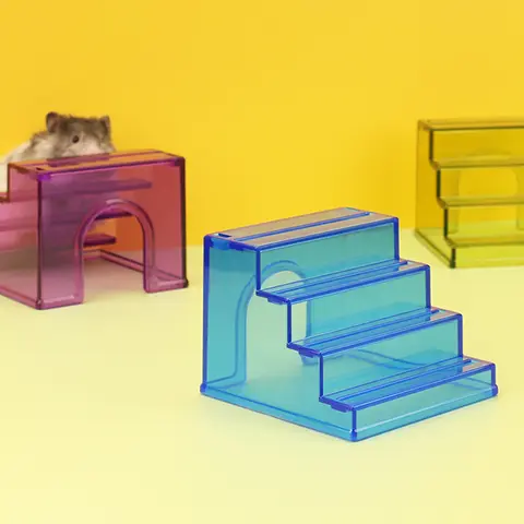 햄스터 등반 사다리 3 단계 계단 햄스터 하우스 플랫폼 사다리 장난감 작은 동물 Gerbils 기니피그를위한 계단 등반