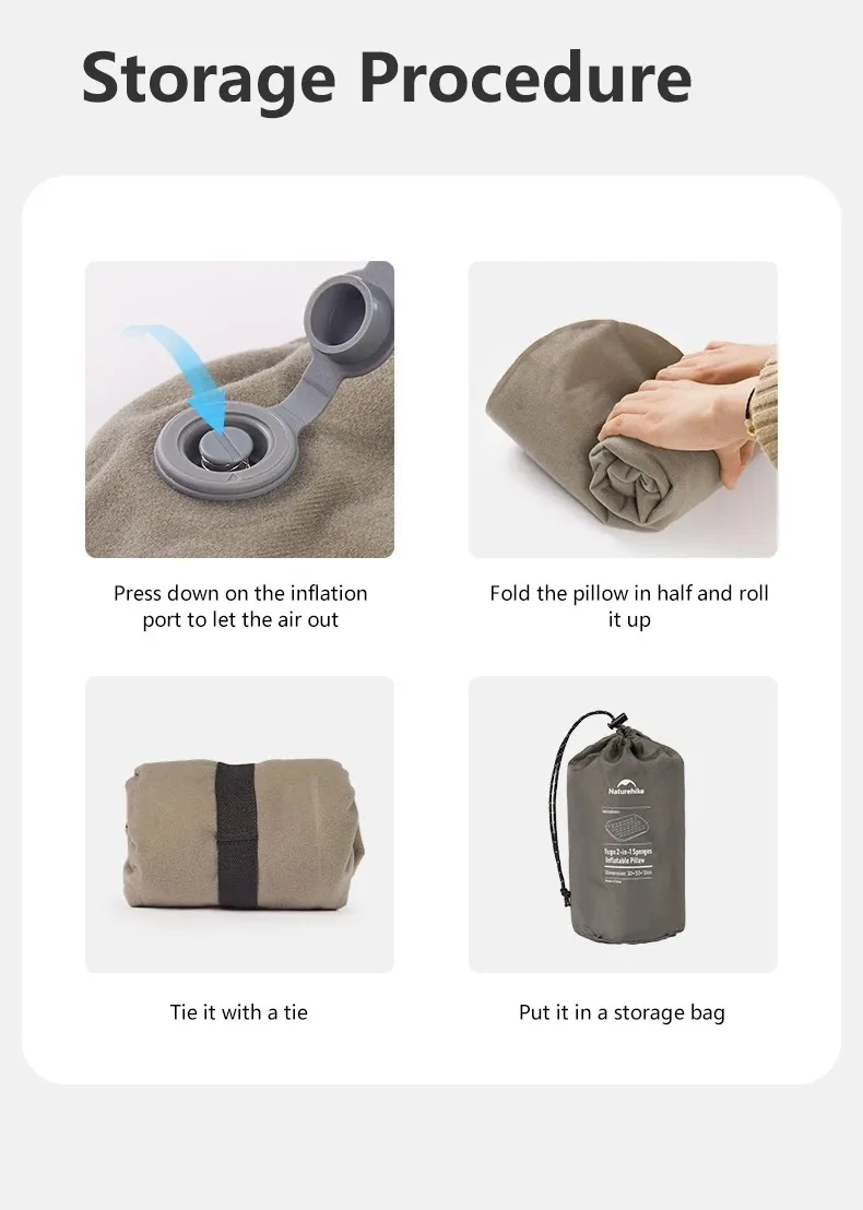 Naturehike 2-in-1 Camping aufblasbares Kissen, tragbar, wasserdicht, verstellbar, Lendenwirbelsäule, Nackenkissen, bequemes Outdoor-Reisekissen – Detail 17