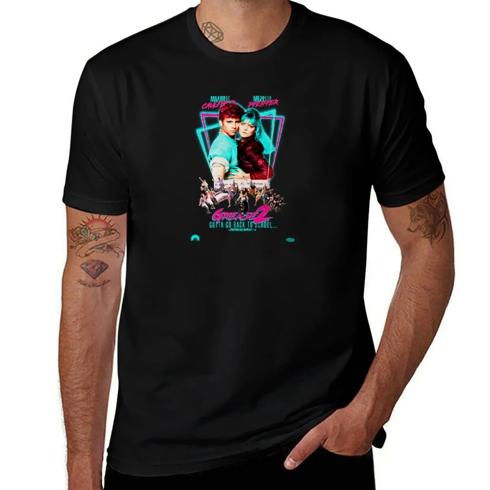 Neon 80 s GREASE T-Shirt Comfortable Work Wear Tee