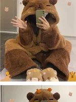 Adult Capybara Robes Onesies Pajamas Cartoon Pyjama Animal Kigurumi Slipper Halloween Cosplay Costumes Warm Sleepwear Jumpsuit - Image 6