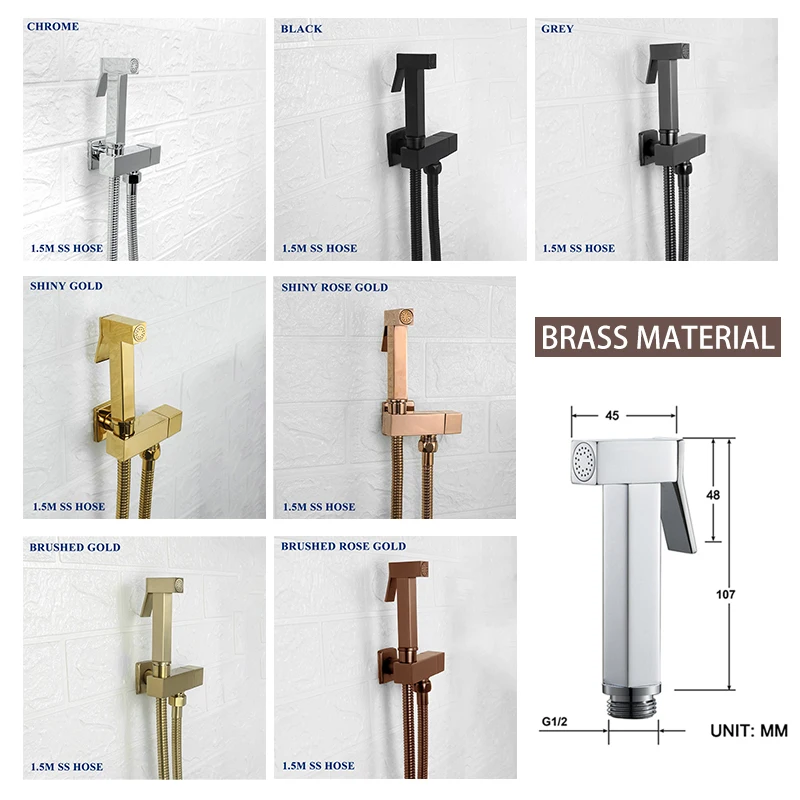 

Хромированный ручной смеситель для унитаза и биде, латунный спринклер для биде, гигиенический душ, женская чистка, биде с холодной водой, матовое розовое золото
