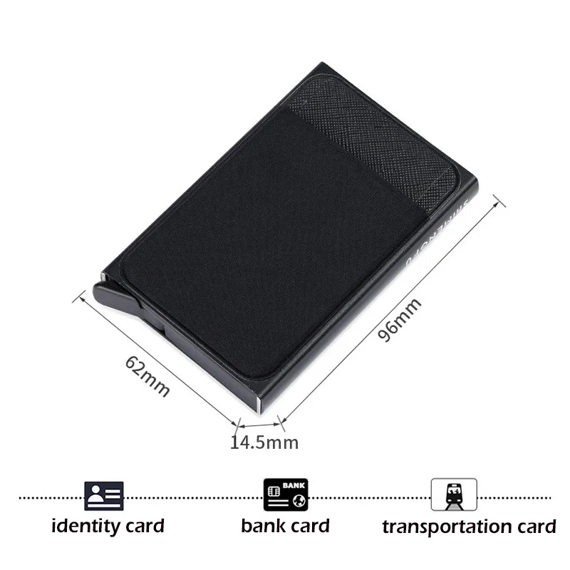 Custodia porta carte con spinta laterale per carte di vibrazione automatica di grande capacità 12 slot per carte scatola di carte in metallo portafogli antifurto per carte di credito da uomo