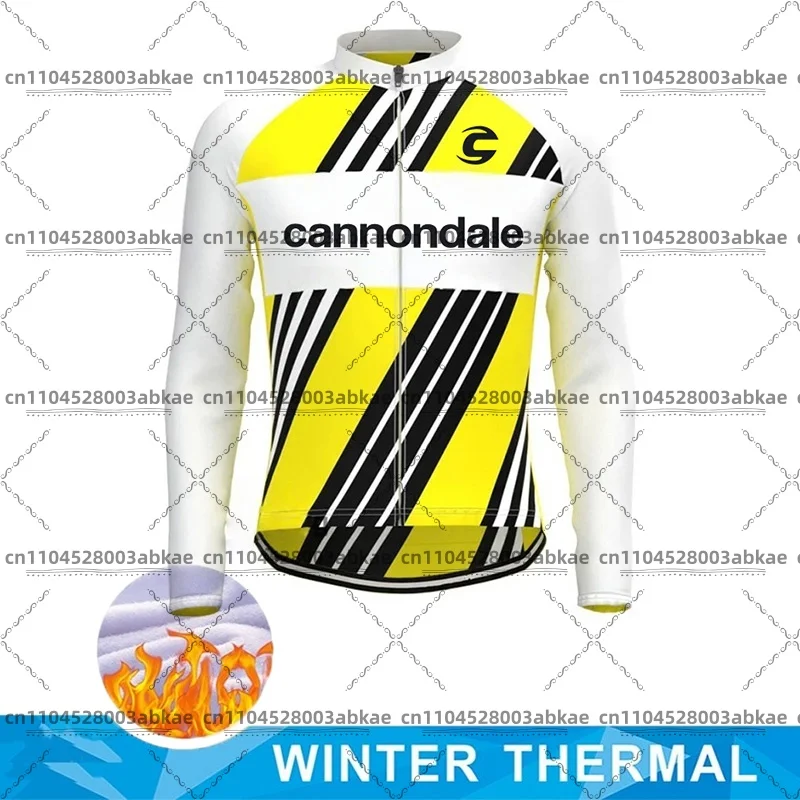 Men's Cycling Jersey Winter Warm Fleece Cannondale Cycling Jersey Long Sleeve Warm Soft Brushed Breathable Cycling Jersey image 4