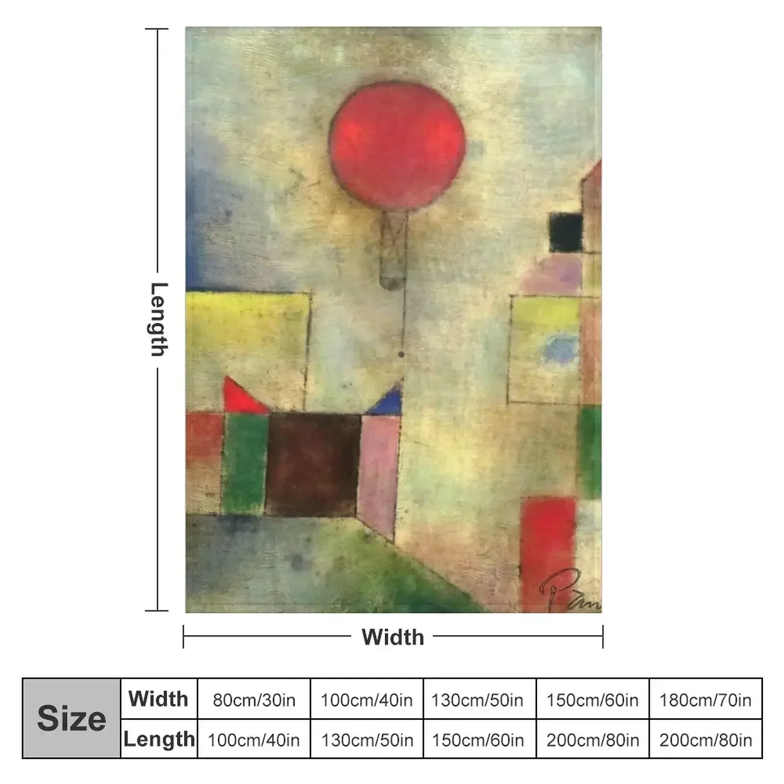 Paul Klee | Red Balloon | Cubist Art | Childlike Art Klee-inspired Throw Blanket