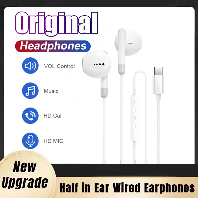 Original Headset Android Tablet Laptops Headphones Type C Earphones For Samsung Huawei Honor Xiaomi Redmi Poco Pad Wired Earbuds