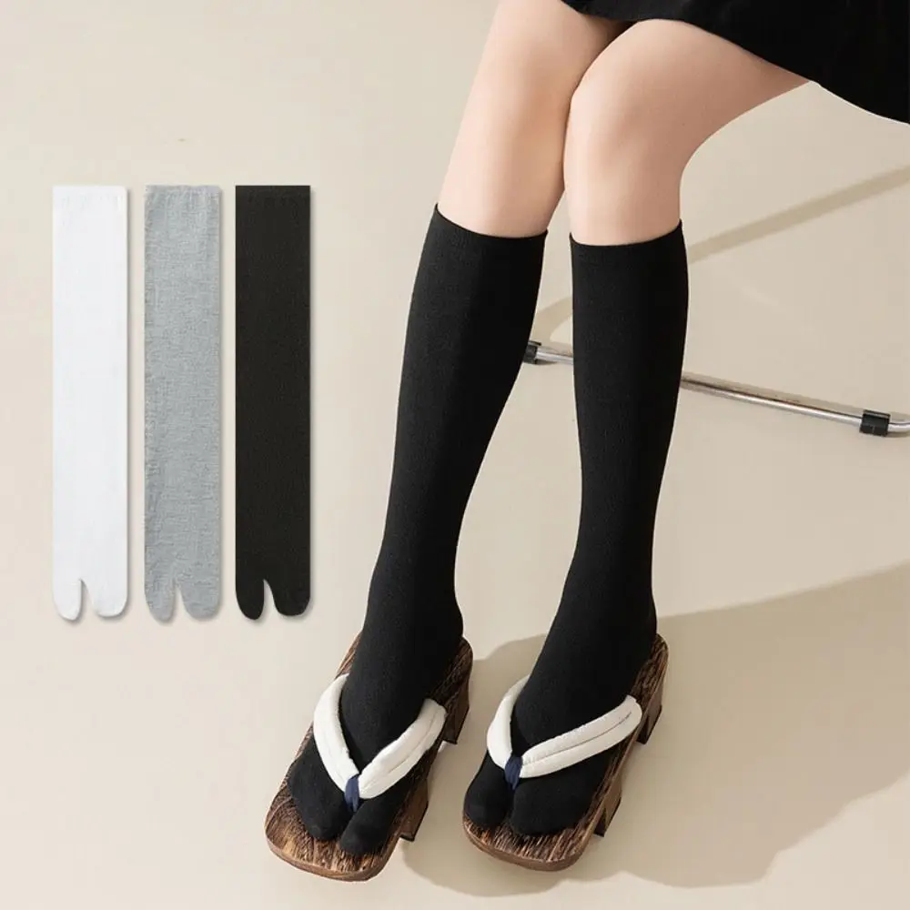 

3Pairs Anti Slip Two Toed Cotton Socks Mid-calf Women Men Toe Separator Socks Solid Color Business Short Tube Socks Unisex