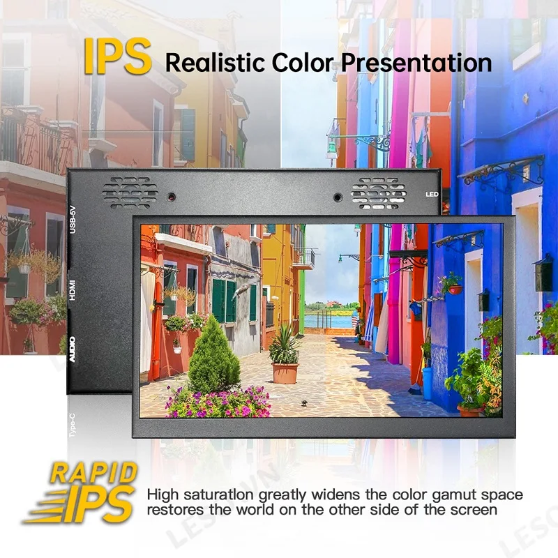 شاشة LESOWN Raspberry Pi 7 10.1 بوصة للسفر 1024x600 IPS LCD تعمل باللمس شاشة صغيرة إعداد خالي من السائق لـ Android TV Box