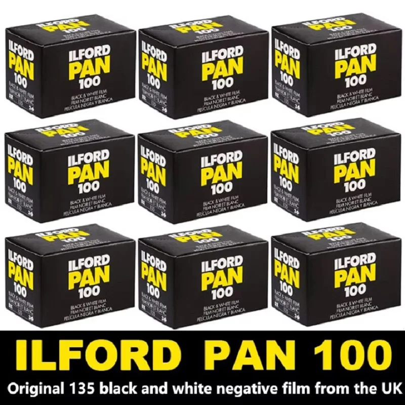 Original ILFORD PAN 100 36 Exposure/Roll Black And White Film High-Quality 1-10 Rolls For Kodak 135mm Film Camera 35mm Camera