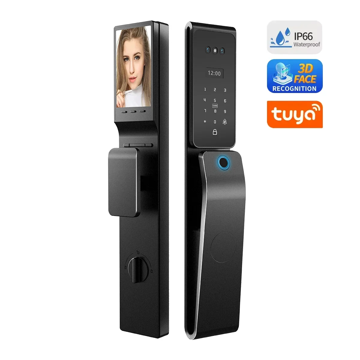 Waterproof Face Fingerprint Tuya App Wifi Camera Intelligent Door Lock Keyless Card Digital Door Lock Video Intercom Smart Lock