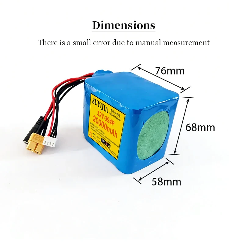 18650battery pack 3S4P-12V 20000mAh rechargeable lithium battery pack can be used for fishing boat backup power supply LED light