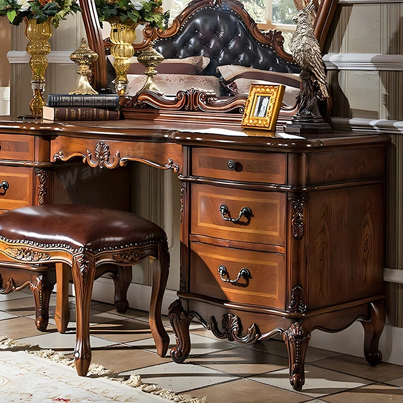 درج خشبي الغرور الجدول تصميم تخزين مرآة مخفية الزاوية ماكياج الغرور مكتب خمر أوروبا Kaptafel الأثاث للمنزل #2