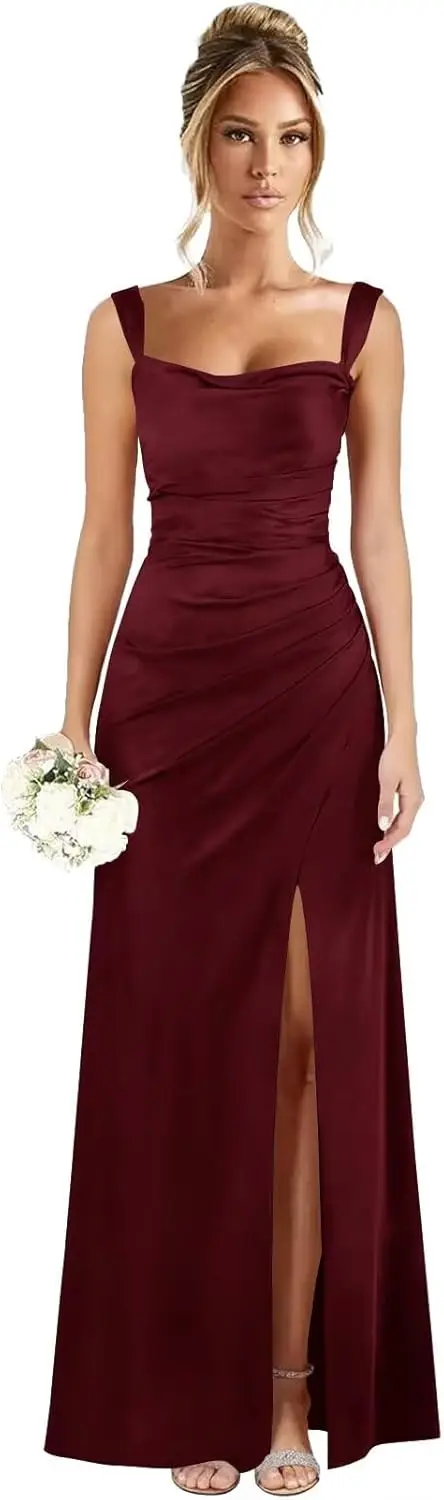 

Satin Square Neckline and Ruffled Bridesmaiddress Formal Evening Dress Mermaid Silhouette Balldress Bridesmaid Dress PromDresses