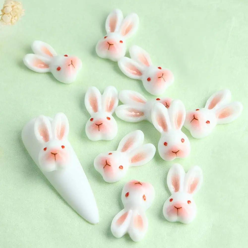 10Pcs/set Nail Supplies Rabbit Nail Decorations DIY Nail Ornaments Rabbit Nail Art Drills Cartoon Rabbit Nail Accessories