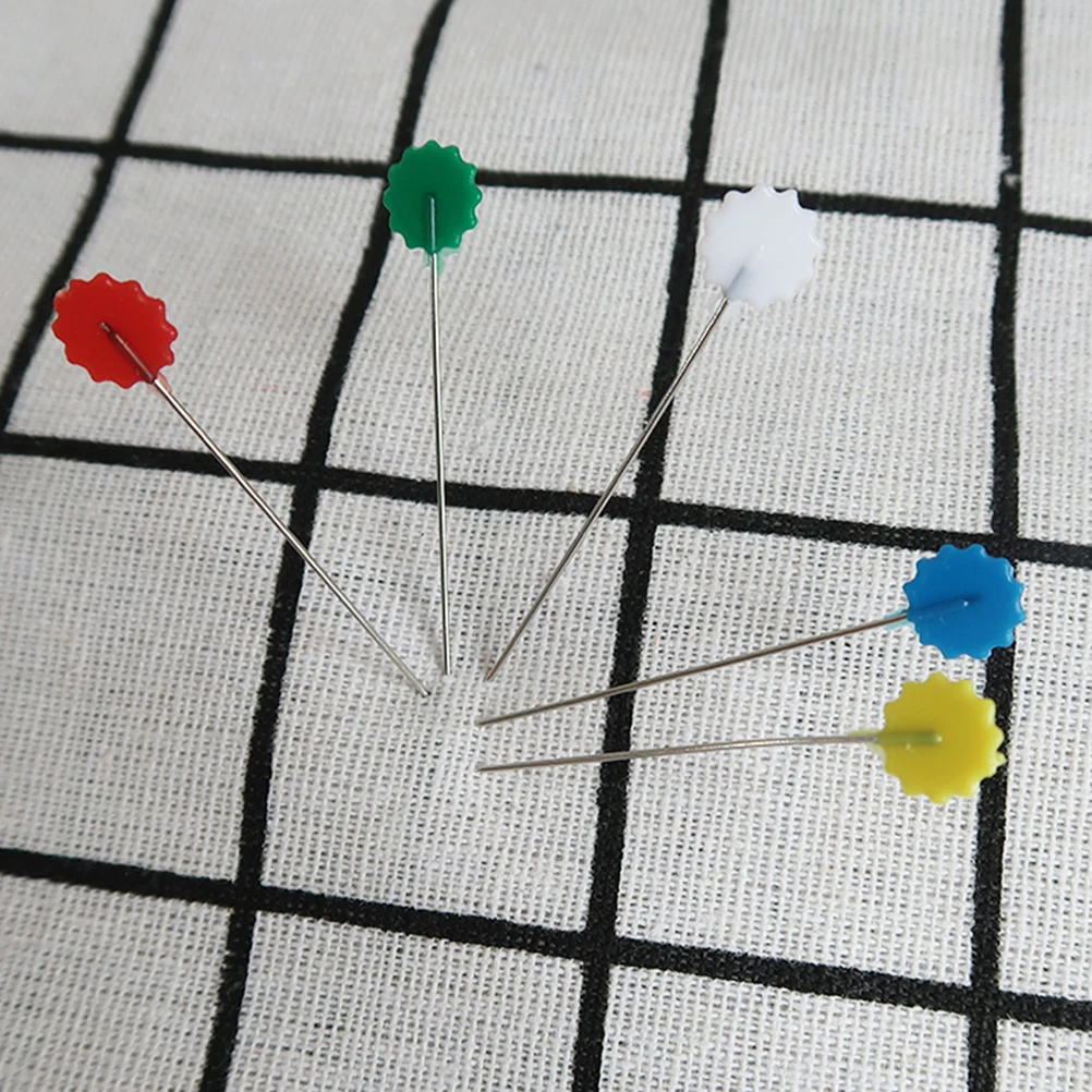 

50 Pcs Sewing Pins Positioning Needle Accessories Flat Head Straight Large Heads Multicolor Pearl Craft Projects
