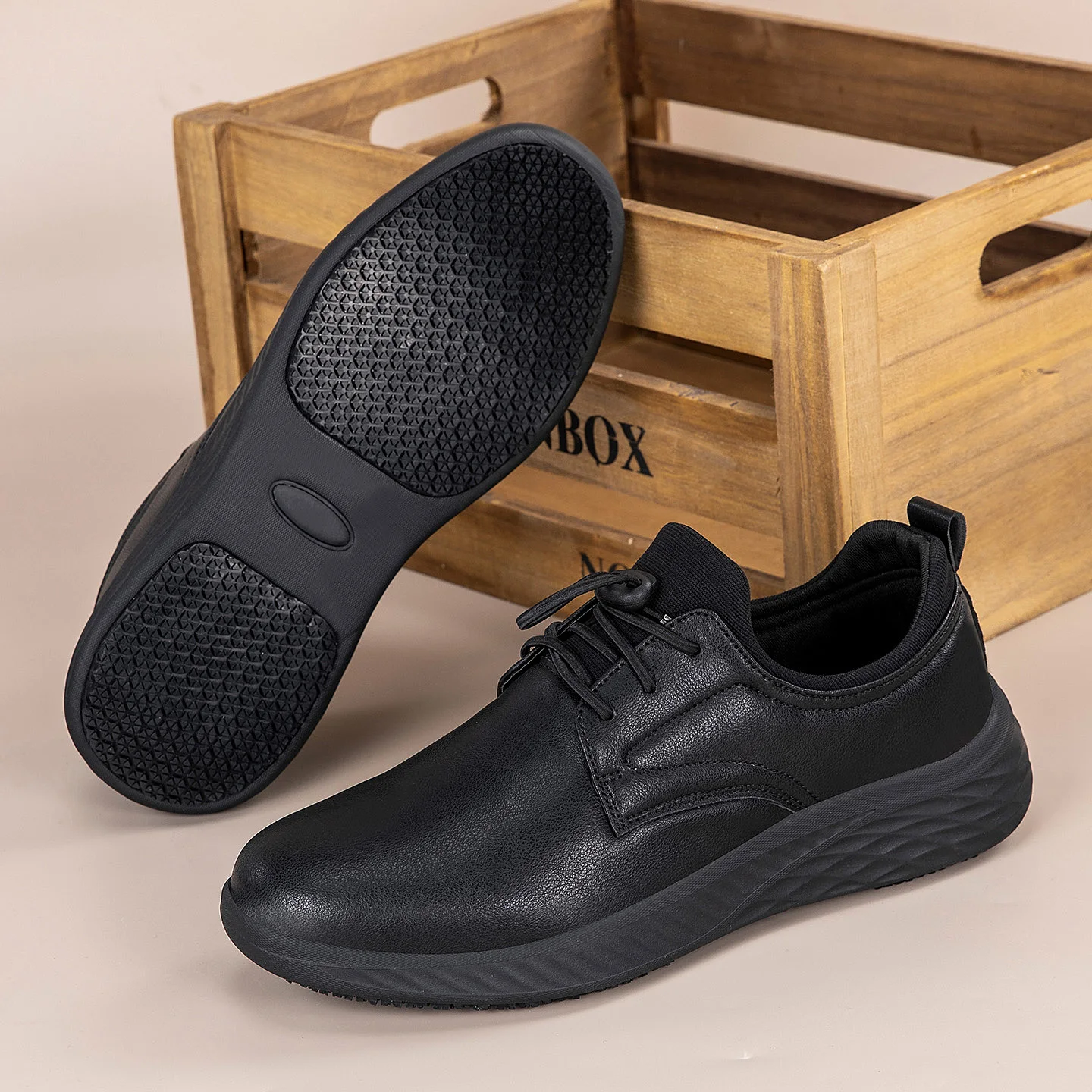 Men's Super Anti-Skid Leather Chef Clogs Safety Shoes Non-Slip Casual Comfort Walking Sneakers for Kitchen Work Sports