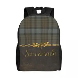 Zaino in pelle e Tartan modello Sassenach per uomo donna impermeabile College School Dragonfly Outlander borsa stampa Bookbag