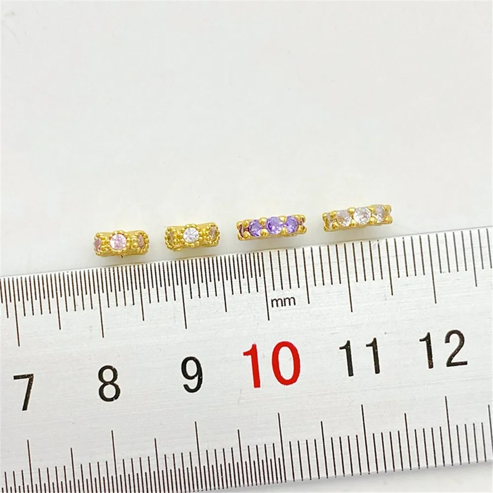 

18K Bag Gold Inlaid Zirconium Round Beads Loose Beads Handmade DIY String Bracelet Necklace Spacer Jewelry Material Accessories
