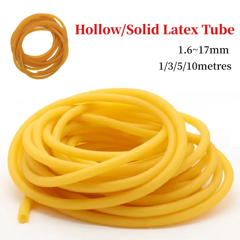 Yellow Nature Hoses Tube Solid Latex Tube 1~10M ID:1.6 1.8 2 3~17mm Resilient Elastic Surgical Medical Tube Slingshot Catapult