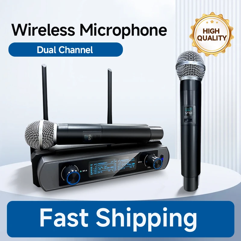 

1 To 2 UHF Wireless Microphone Set Professional Grade For High Quality Karaoke Performance