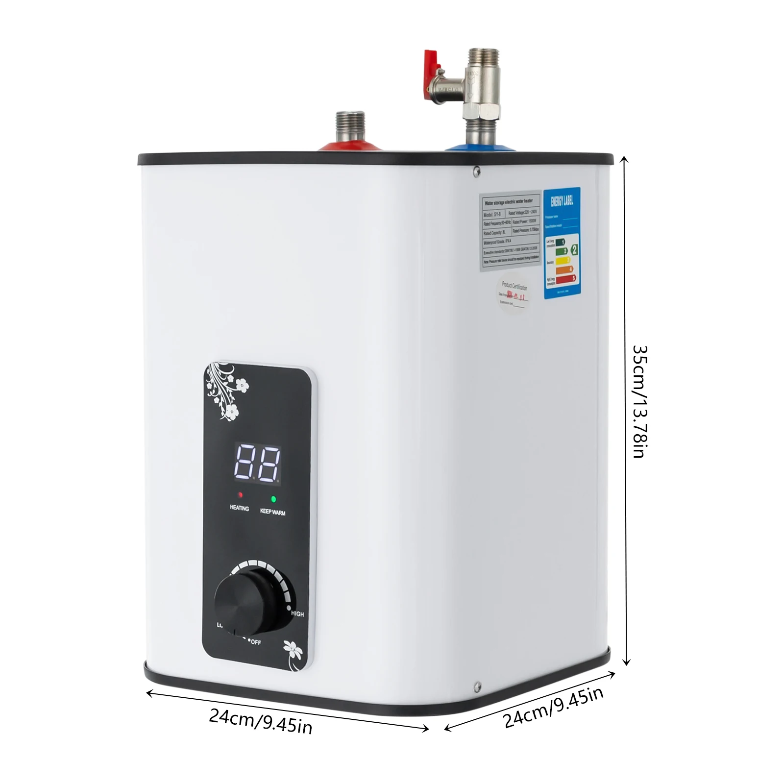 Calentador de Agua Eléctrico Instantáneo 1500W con Control Digital de Temperatura