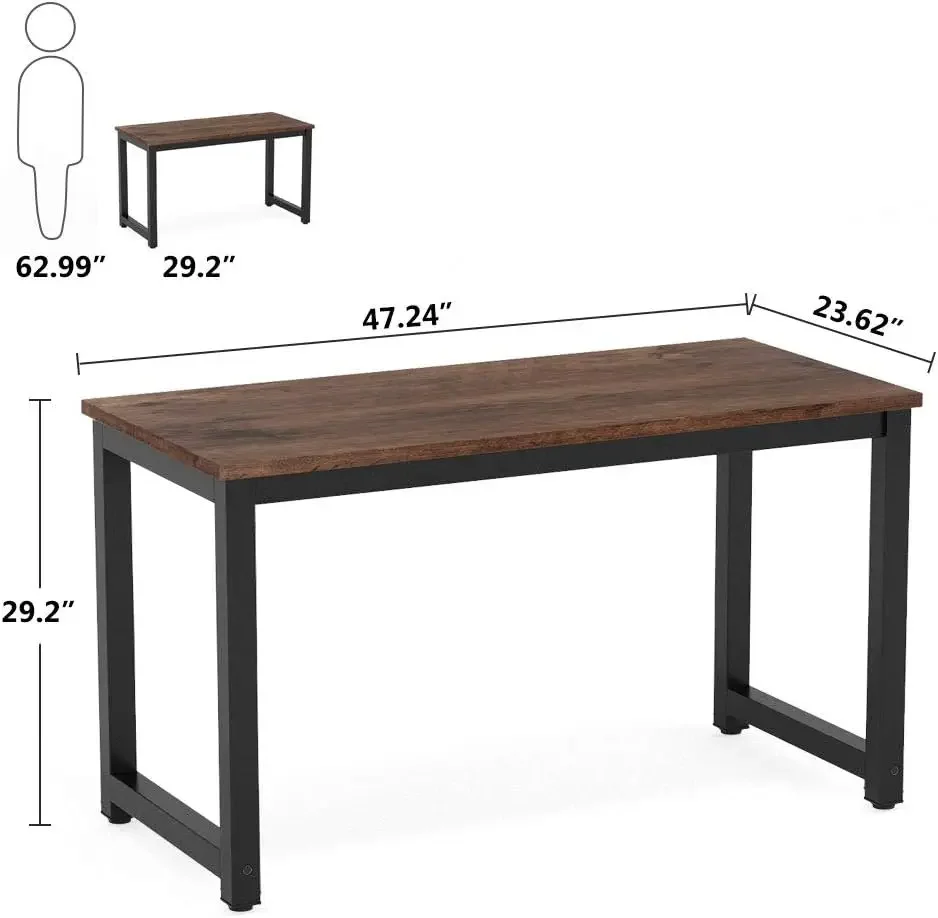 Modern Simple Computer Desk, 47 inch Vintage Office Desk Computer Table, Study Writing Study Desk Workstation for