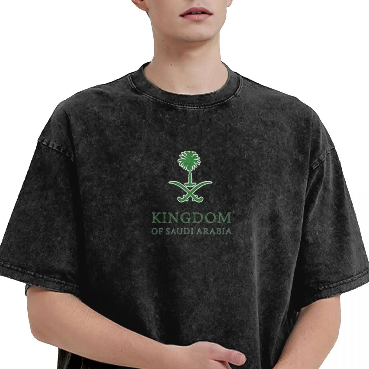 Washed T Shirt Kingdom Of Saudi Arabia Hip Hop Retro T-Shirt Streetwear Short Sleeve Graphic Printed Tops Tops Tees Men Women