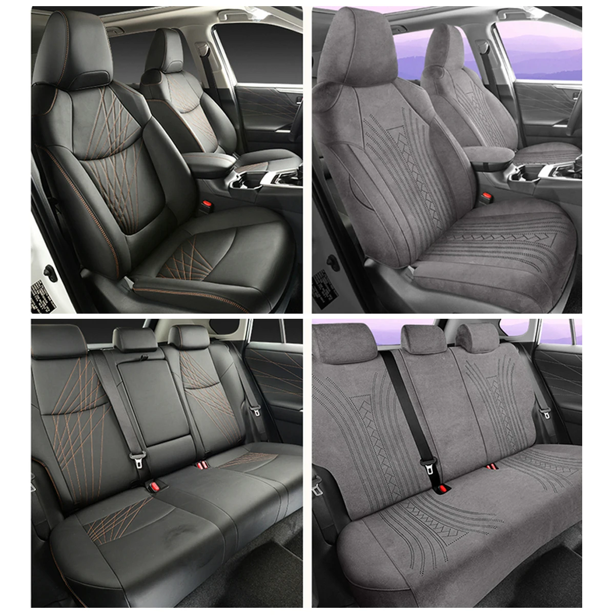 NEW Custom Fit Car Seat Covers For Toyota RAV4 2026 Suede Seat Cushion Stain-Resistant Breathable Interior Accessory Full Set